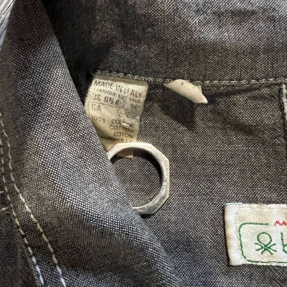 Benetton Made in Italy Gray Chambray Work Shirt XL - Picture 4 of 10